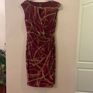Ralph Lauren,Dark red & gold , beautiful cocktail dress.